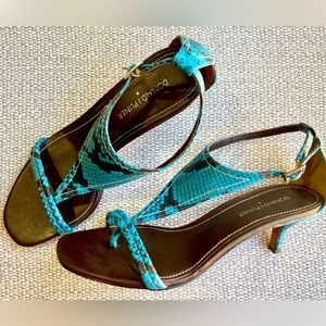 Donald J Pliner Vintage Leather Python Monti Sling Back Heel Size 9
